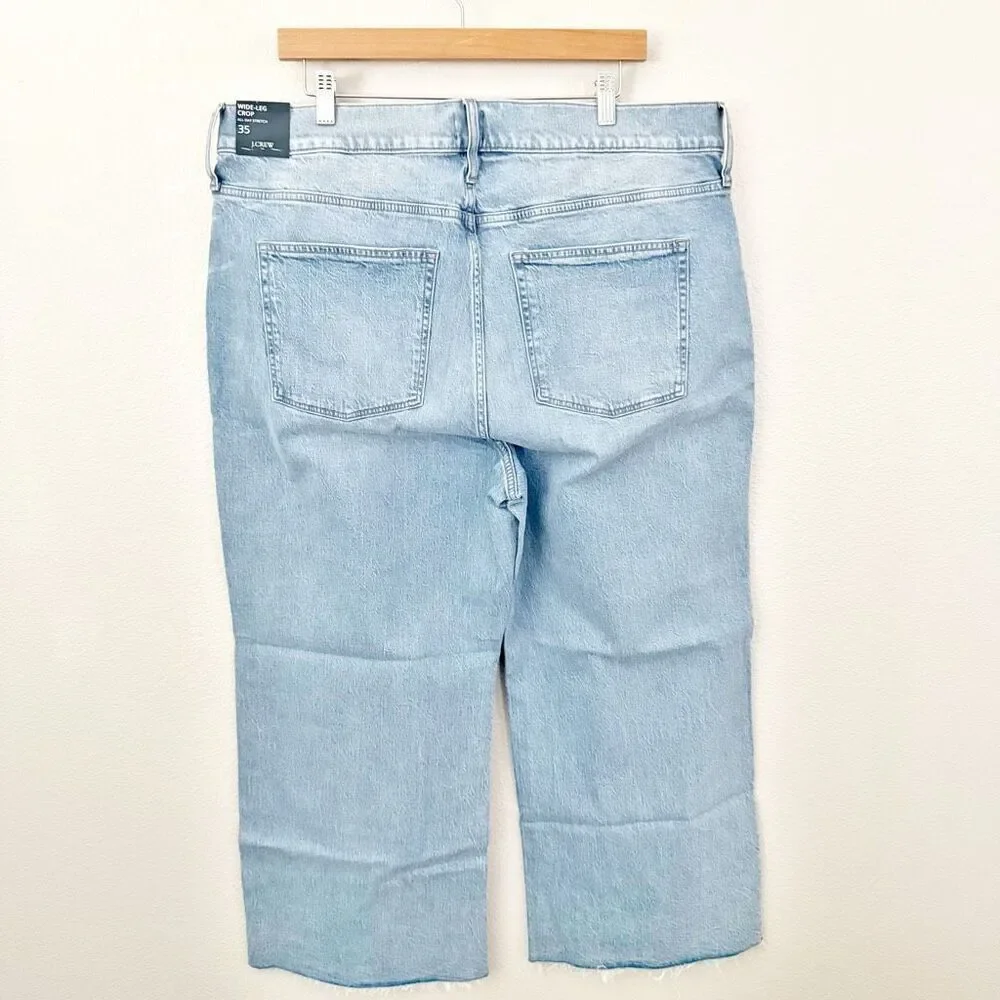 J. CREW | NWT Light Wash Wide Leg Crop Jean Stretch High Rise | Size 35, (20) - Picture 7 of 9